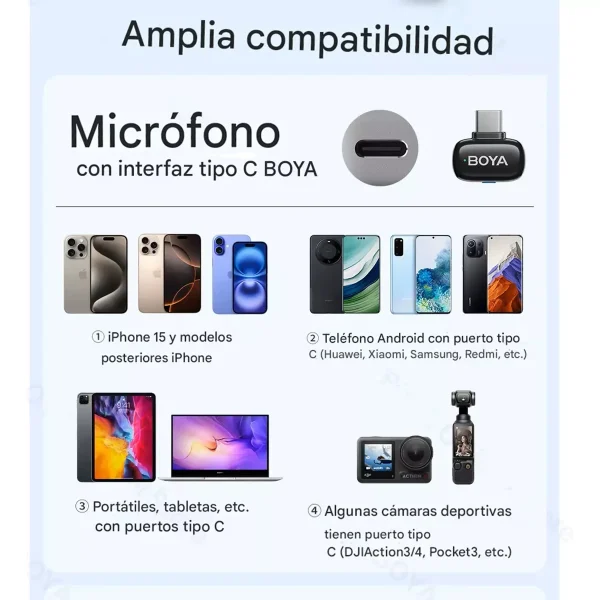BOYAMini  Micrófono Inalámbrico Doble USb-C - Imagen 2